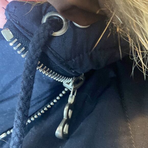 Bogner vintage black quilted long line jacket faux fur hood 4 - Picture 4 of 11